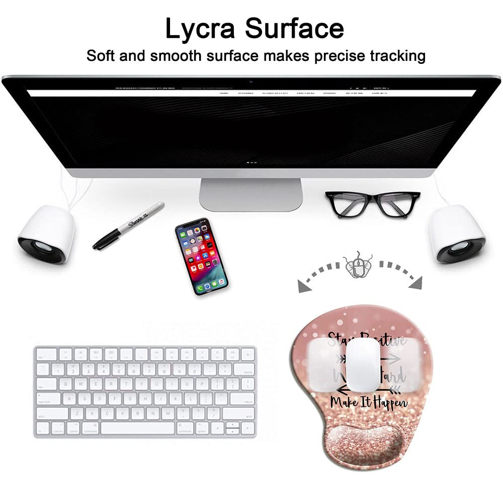 HOPONY Ergonomic Gel Mouse Pad with Wrist Support - Comfortable Non-Slip Computer Mousepad for Laptop & PC - 9x10 Inch Rose Gold - Perfect for Office Work, Gaming & Long Computer Use