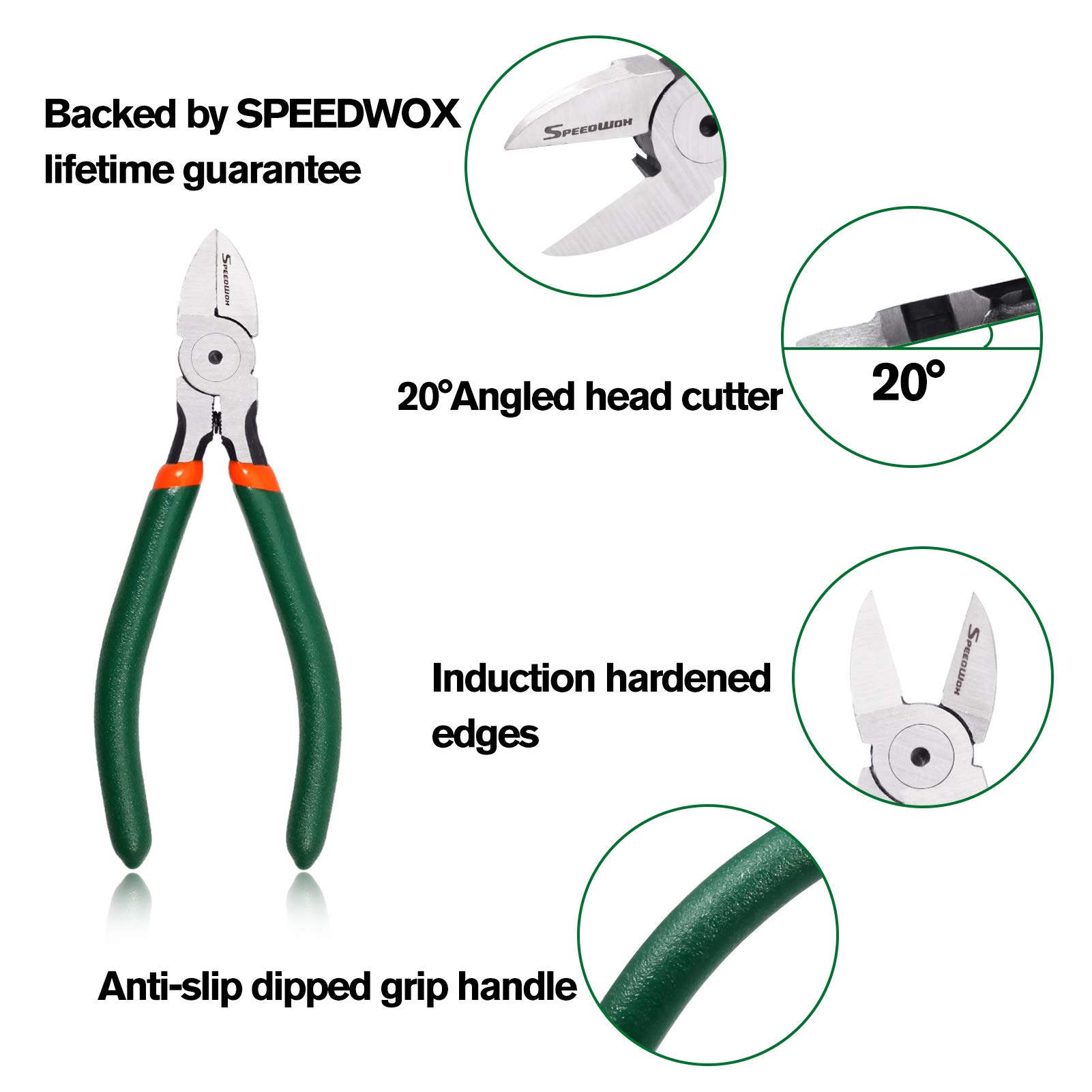 SPEEDWOX 2-Piece Flush Cut Pliers Set - Precision Diagonal Wire Cutters with Spring Action for Electronics, Jewelry Making, DIY Crafts | Ideal for Wire Cutting, Beading, and Small Component Trimming