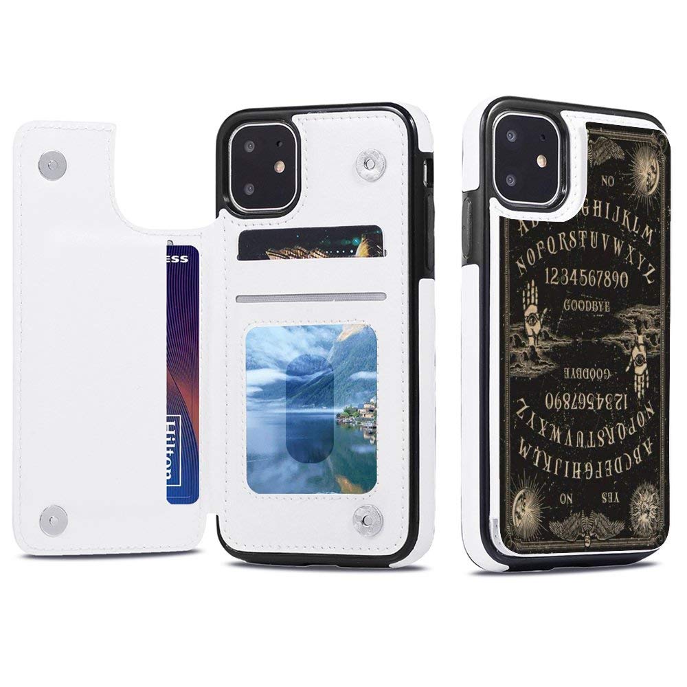 Ouija Board iPhone 11 Wallet Case - Premium TPU Leather Folio Stand Cover with Card Slots & Magnetic Closure - Perfect for Daily Use, Travel, and Protection