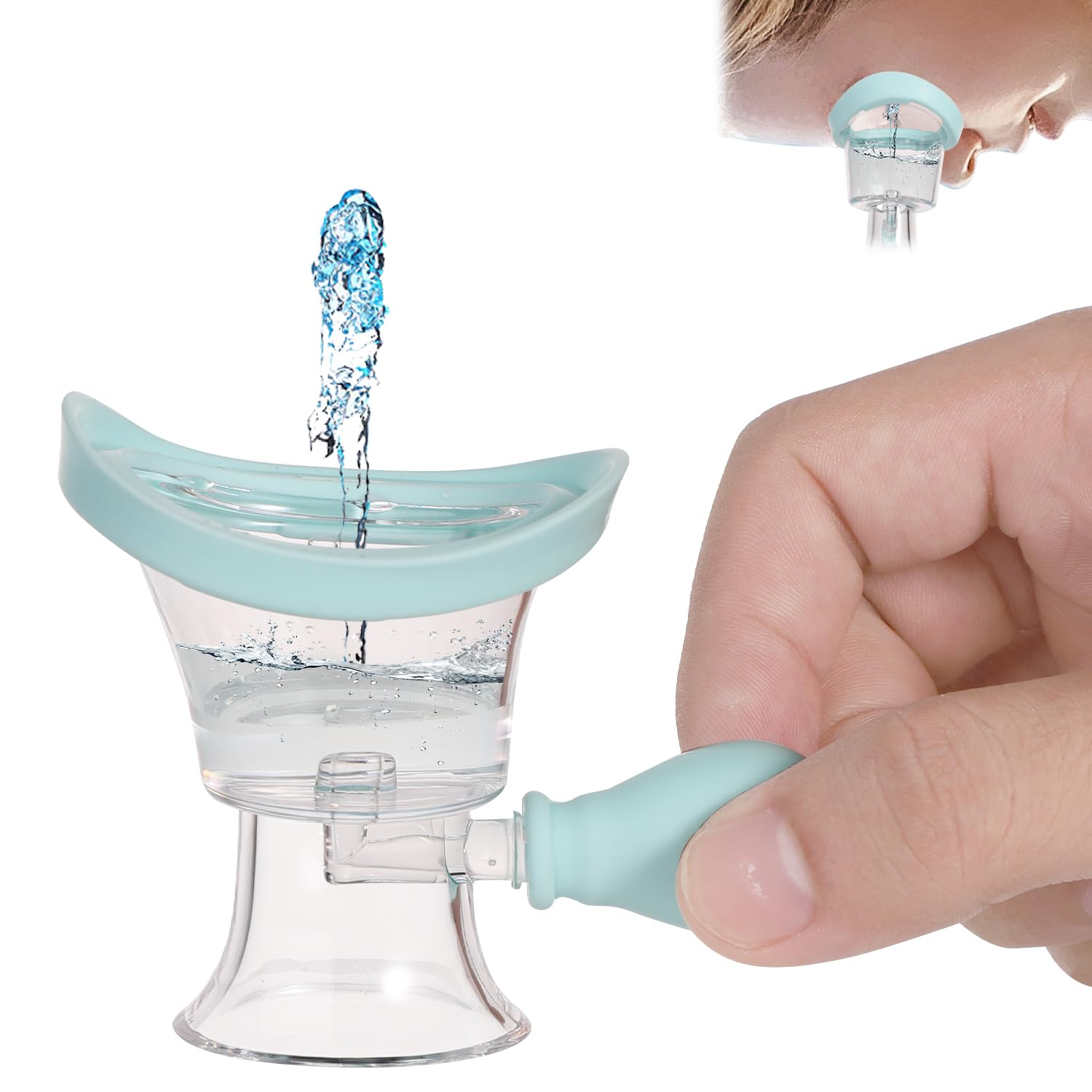 Silicone Eye Wash Cup with Storage Container - Manual Air Pressure Eye Cleanser for Makeup Irritants & Soothing Eyes (Blue) | Perfect for Contact Lens Wearers, Swimmers & Allergy Relief