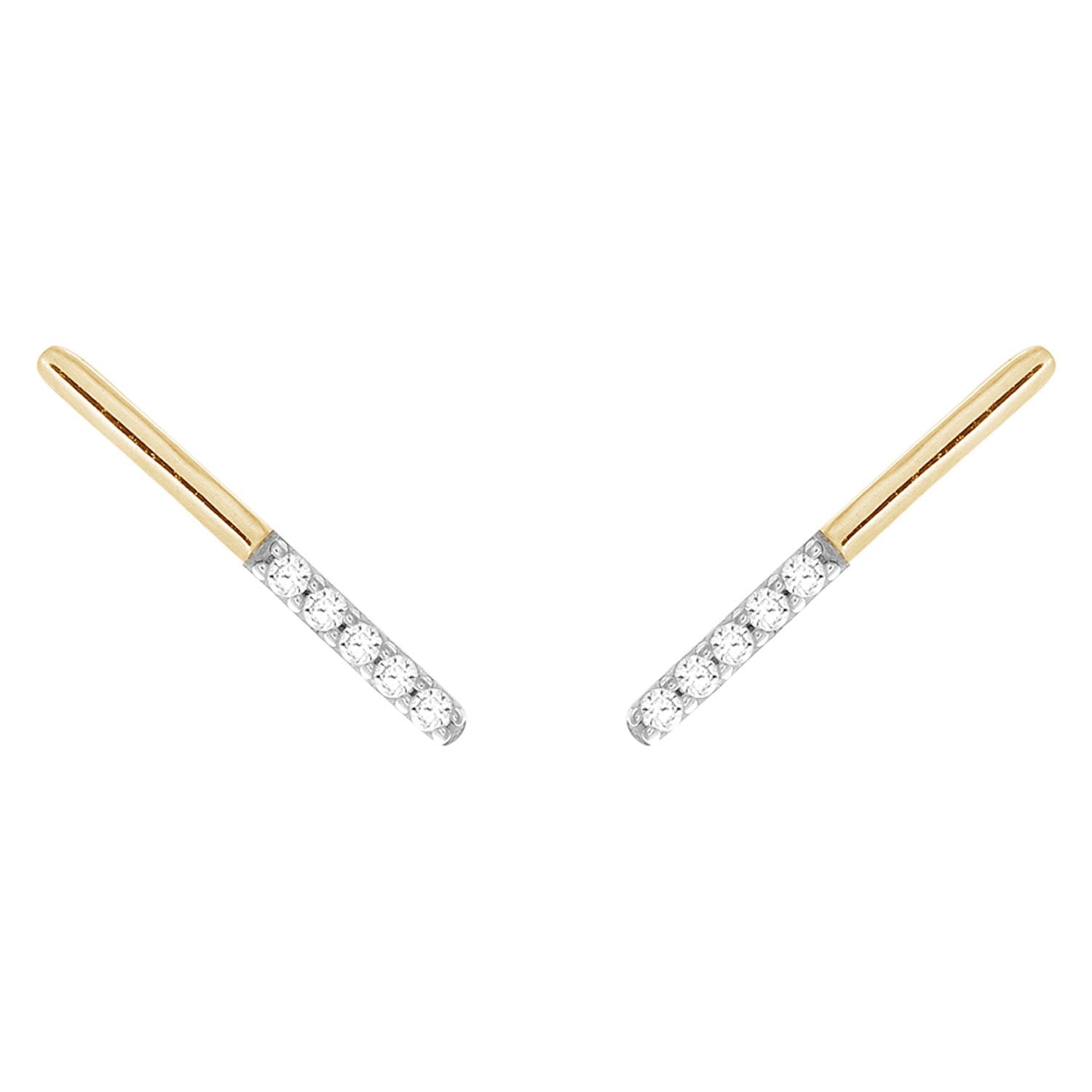 9ct Yellow Gold 0.05 Carat Diamond Bar Earrings with 10 Brilliant Cut Diamonds - Elegant Everyday Jewelry for Women, Perfect for Work, Parties & Special Occasions