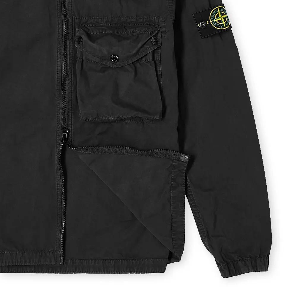 Stone Island Black Zip Pocket Overshirt Jacket - Men's Lightweight Casual Shirt for Outdoor & Streetwear Fashion