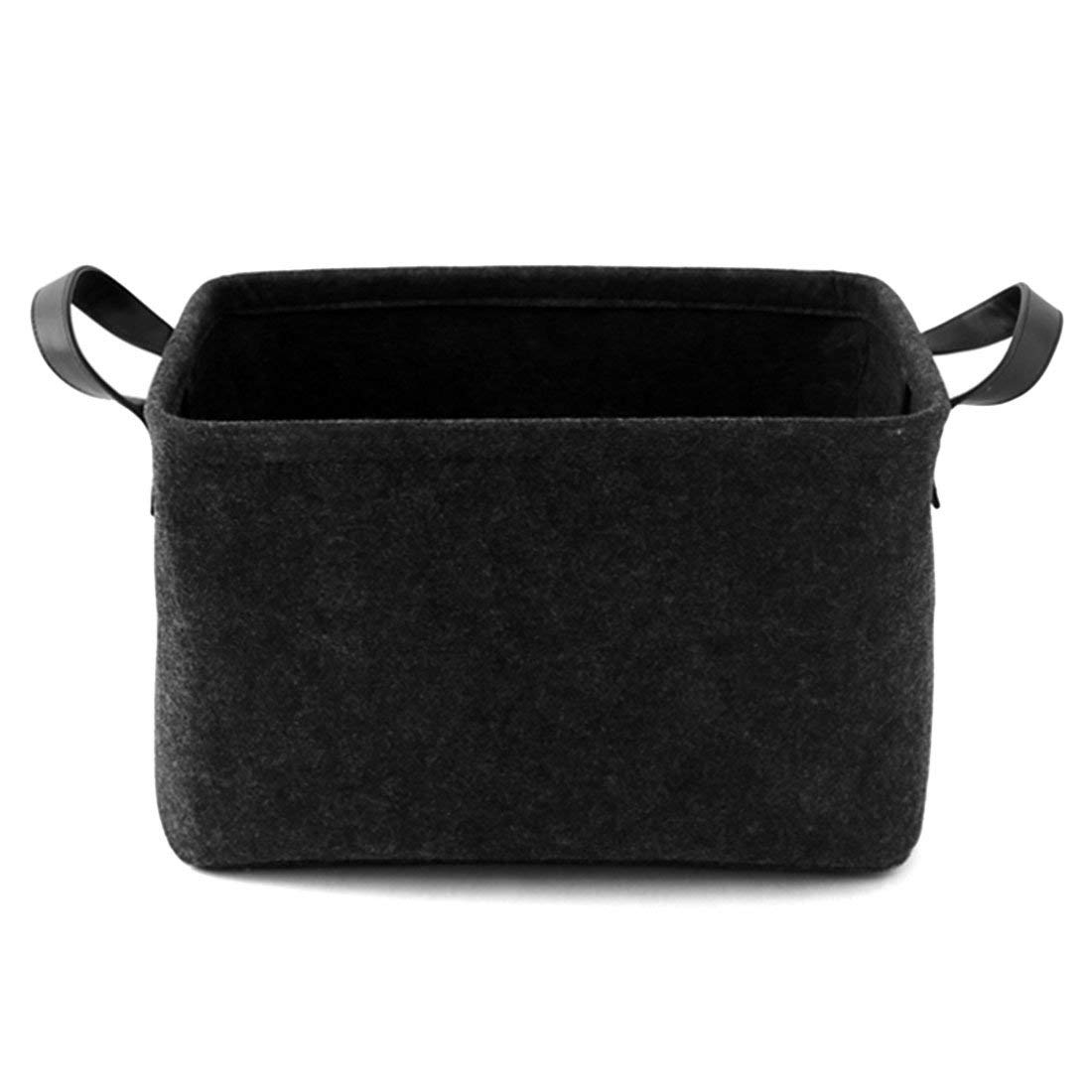 GUOZI Collapsible Storage Basket - Large Rectangular Felt Bin with PU Handles for Laundry, Toys & Organizing | Perfect for Nursery, Wardrobe, Bookshelf & Bedroom Storage Solutions | Space-Saving Home & Office Organization
