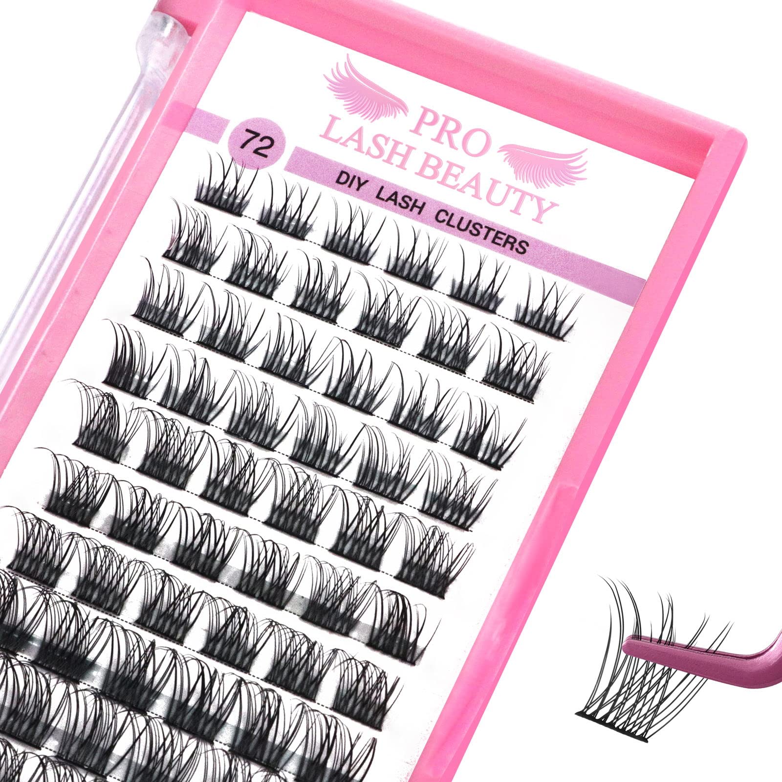 72 Pcs Cluster Lashes - DIY Individual Eyelash Extensions, Super Thin Band, Reusable & Comfortable (Natural, D-14mm) for Everyday Glam & Special Occasions