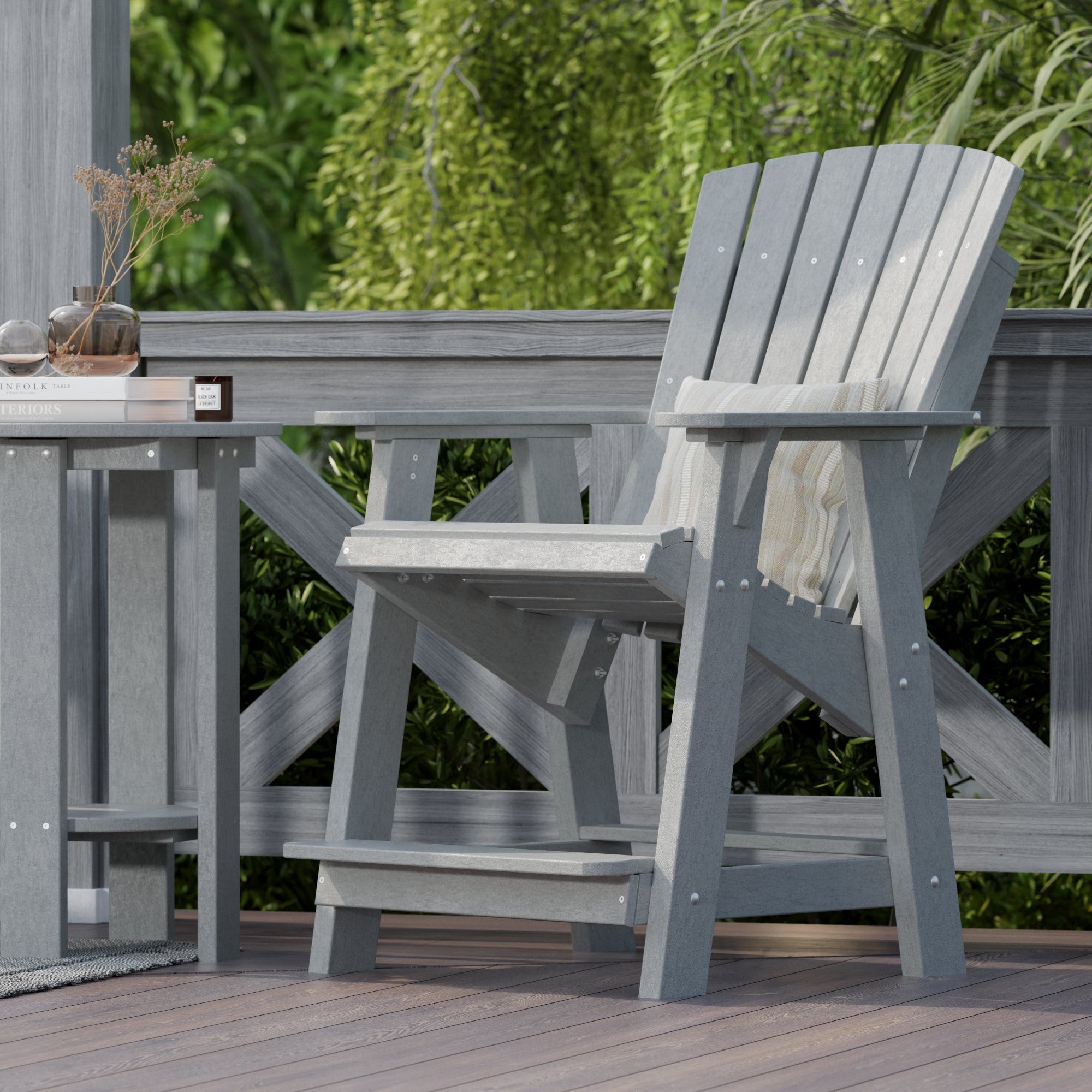 Premium Heritage High Adirondack Chair - Solid Wood Outdoor Patio Furniture for Garden, Deck, Poolside & Backyard Relaxation