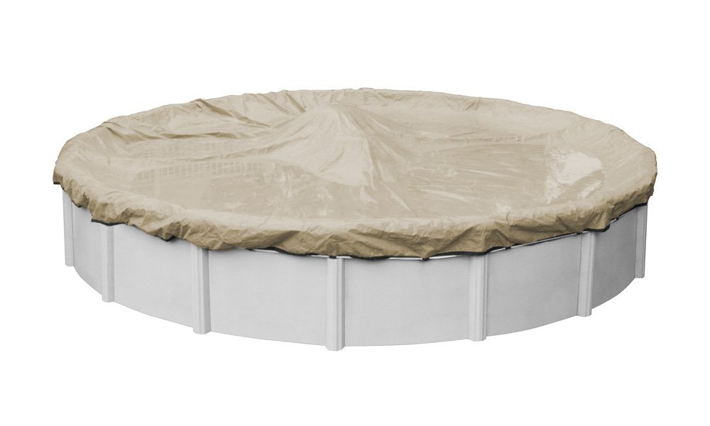 Pool Mate 3128-4-PM 20-Year Durable Round Above Ground Winter Pool Cover - 28 Foot Tan - Heavy Duty Protection for Inground & Above Ground Pools During Cold Season