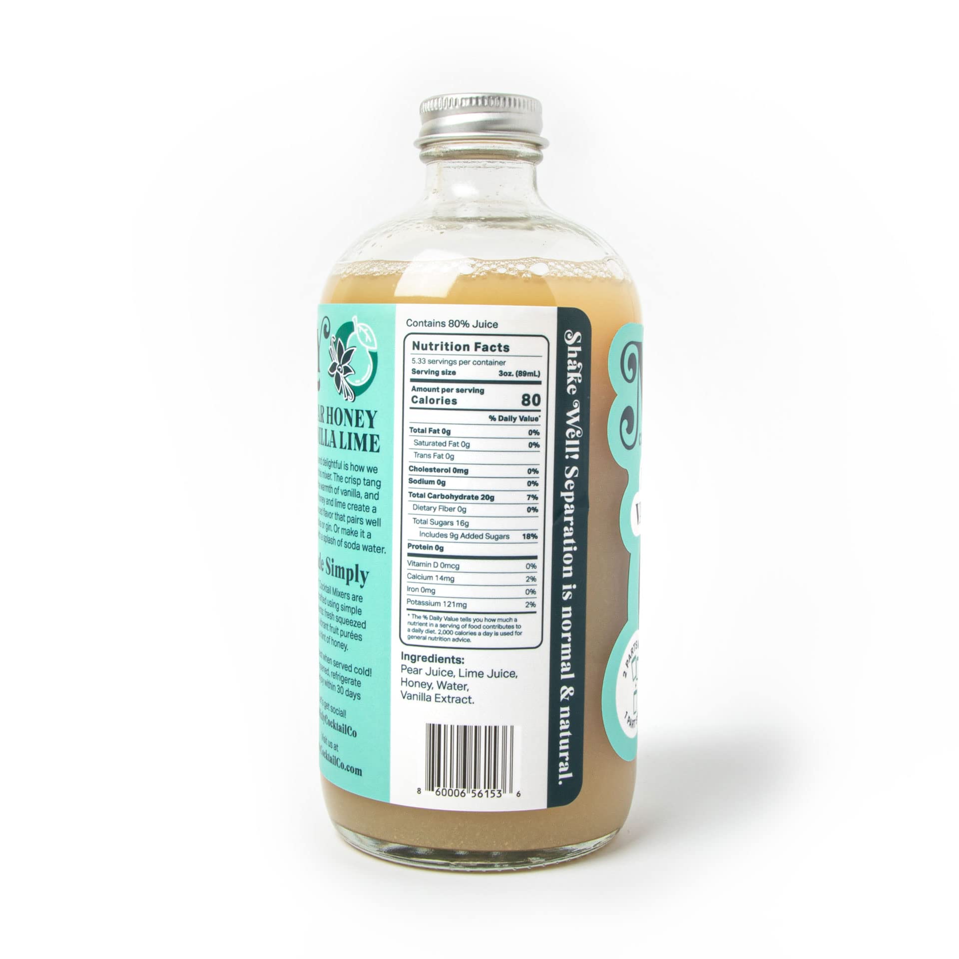 Mixly Pear Honey Vanilla Lime Cocktail Mixer - Fresh Squeezed Juice, Ready to Drink (16 oz) - Perfect for Vodka, Gin & Soda Water - Great for Parties, Bars & Home Mixology