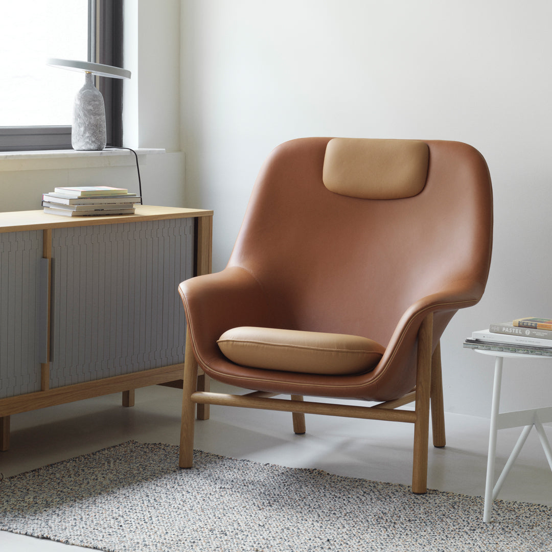 Modern Drape High Lounge Chair with Headrest & Wooden Legs - Perfect for Living Room, Patio, or Office Relaxation