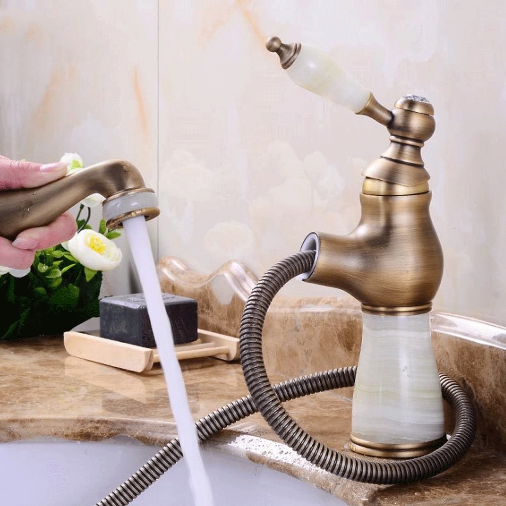 Vintage Single Handle Pull-Out Mixer Tap - 360° Rotatable Antique Kitchen Faucet with Tall Spout for Sink, Washbasin & Bathroom | Perfect for Farmhouse, RV & Apartment Renovations