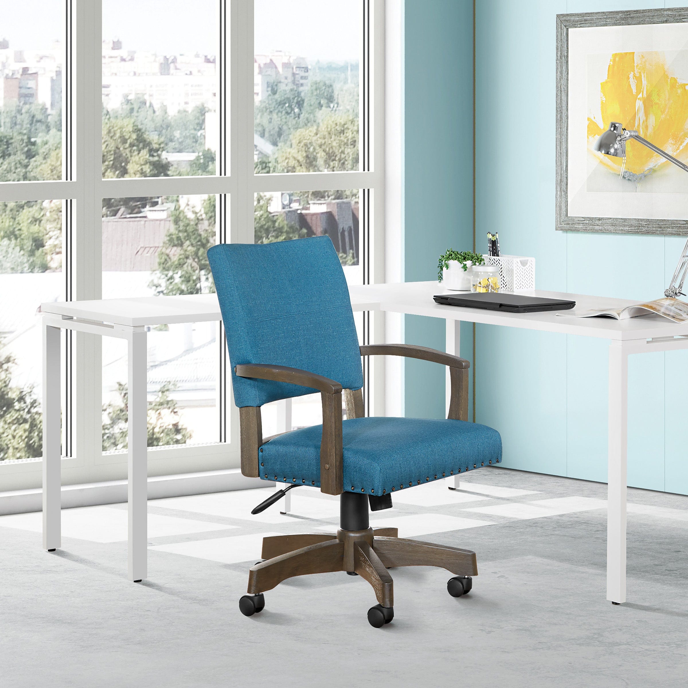 Office Star Santina Bankers Chair [111AG] - Ergonomic Swivel Office Chair with Adjustable Height for Home & Business Workspaces