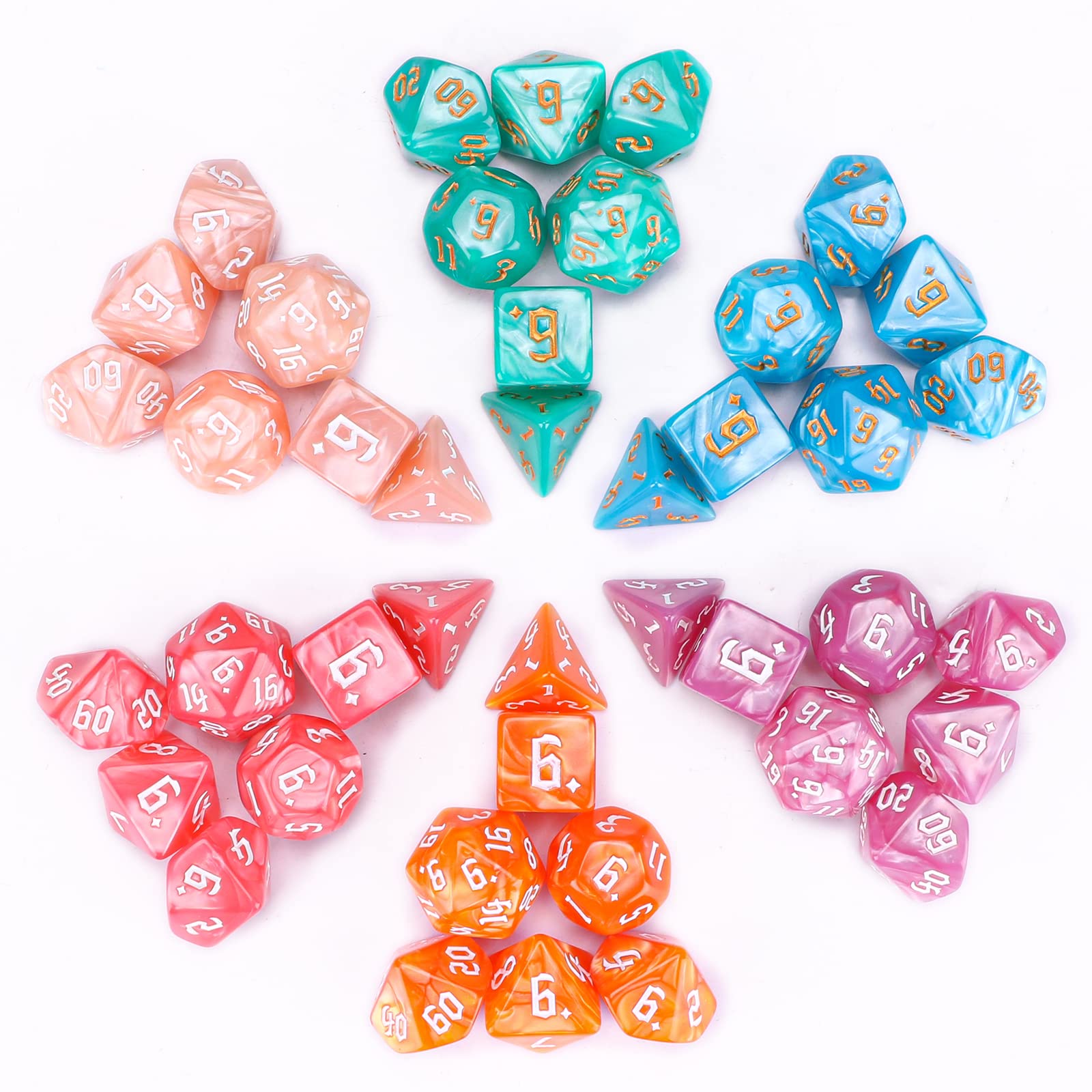 Premium 42-Piece Polyhedral Dice Set for D&D, RPG & Tabletop Games - 6 Complete 7-Die Sets with Black Velvet Bags | Perfect for Dungeons & Dragons, Magic: The Gathering & Role-Playing Adventures