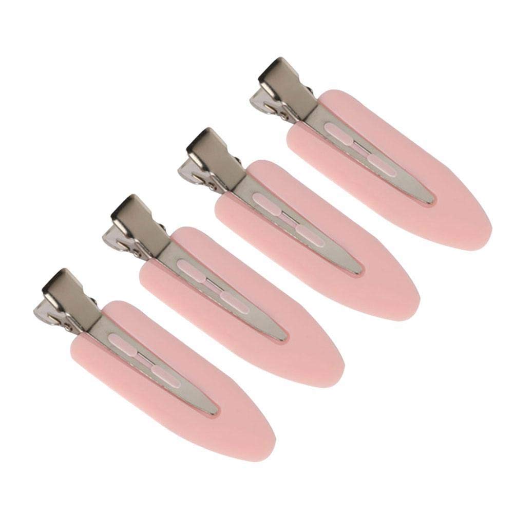 4 Pcs No Bend Hair Clips - Seamless Leaf Barrettes for Curly Hair, Bangs & Sectioning - No Mark No Crease Hair Styling Tools for Makeup & Hairstyling - Perfect for Salon, Home Use & Travel