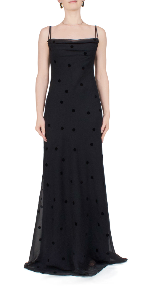 Coletta Sheer Polka Dot Maxi Dress for Women - Flowy Summer Beach Dress with Long Sleeves, Elegant Boho Style for Vacation, Party, and Date Night