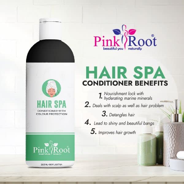 Pink Root Hair Spa Conditioner 250ml - Deep Hydrating Treatment for All Hair Types (Dry, Damaged, Curly, Straight) - Perfect for Home Hair Care & Salon Quality Results