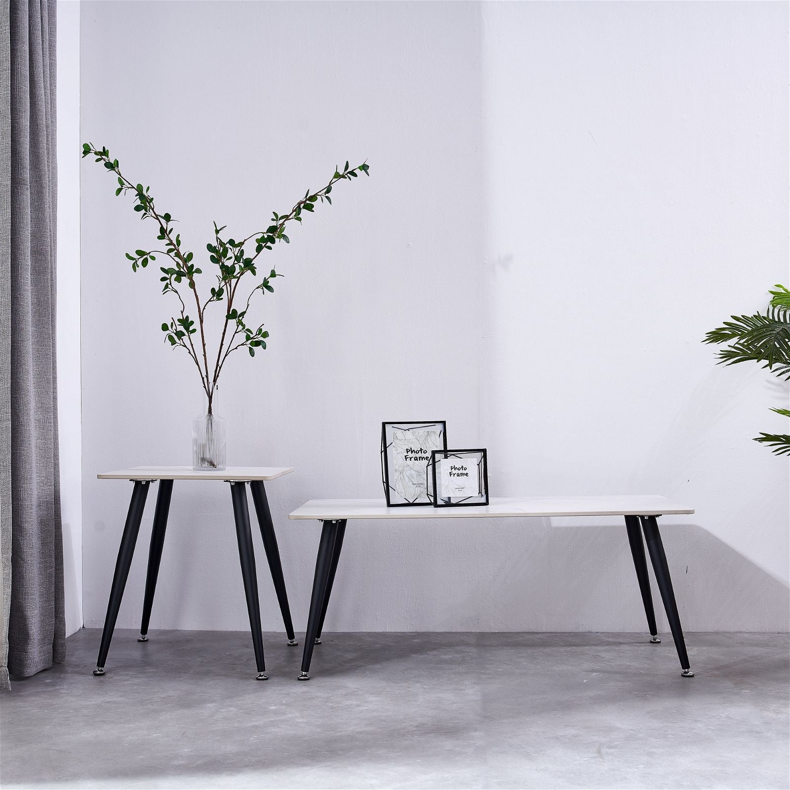 Criterionâ¢ White Sintered Stone End Table with Sturdy Metal Legs - Modern Living Room Side Table for Coffee, Books & Decor
