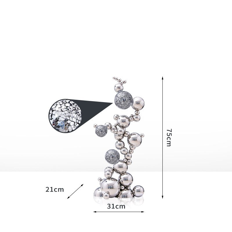 Abstract Jumbled Balls Stainless Steel Home Decor - Modern Sculpture for Living Room, Office & Garden Decoration