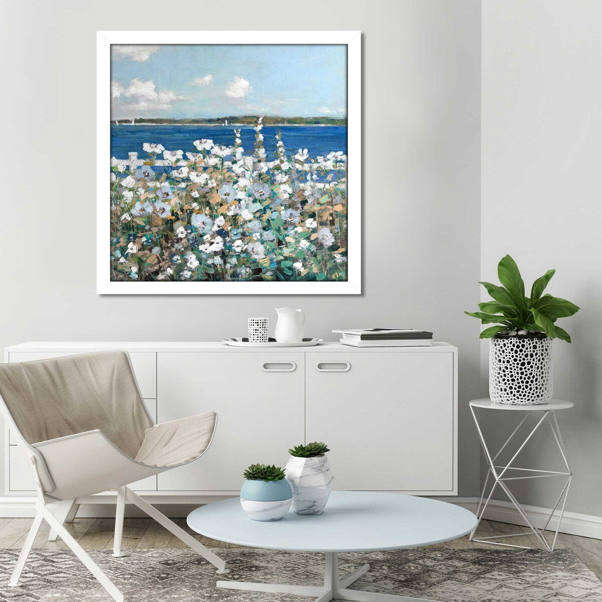 Bayside Garden by Sally Swatland - Premium Acrylic Wall Art Print - Coastal Home Decor for Living Room, Bedroom & Office