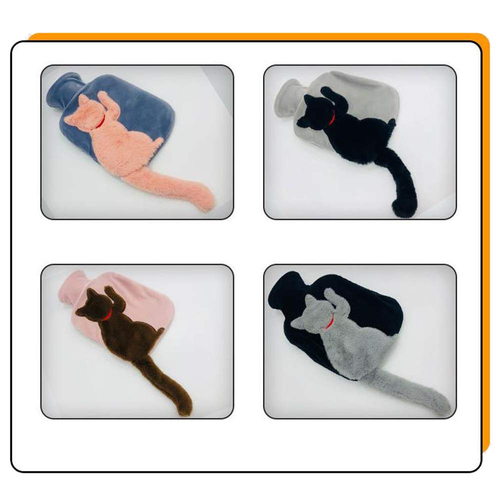 YHNJI Plush Cat Cover Hot Water Bottle - Rubber Hand Warmer for Neck, Shoulders, Feet & Menstrual Cramps Relief | Cozy Home & Office Comfort Solution