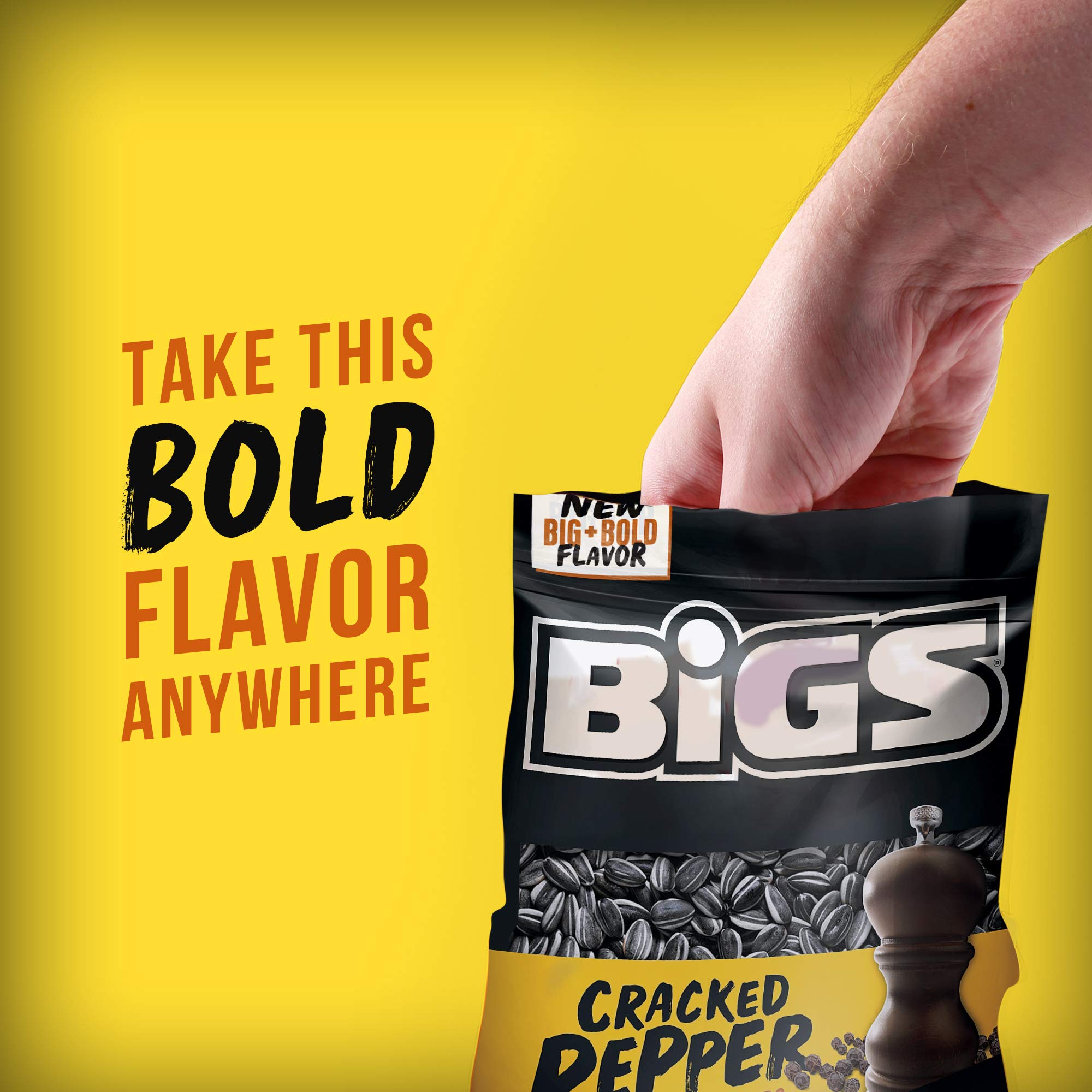 BIGS Cracked Pepper Sunflower Seeds - Keto Friendly, Low Carb Healthy Snack - 5.35 oz Resealable Bag - Perfect for On-the-Go, Work, Gym & Movie Nights
