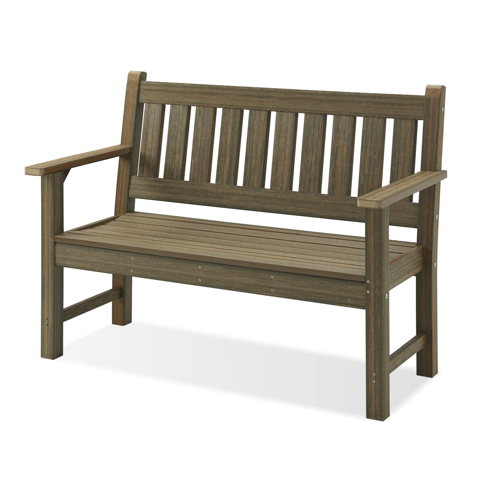 **Outdoor Bench for 2 - Light Brown Poly Lumber Garden Bench for Patio, Porch, Park - Perfect for Relaxing in Your Backyard or Public Spaces**
