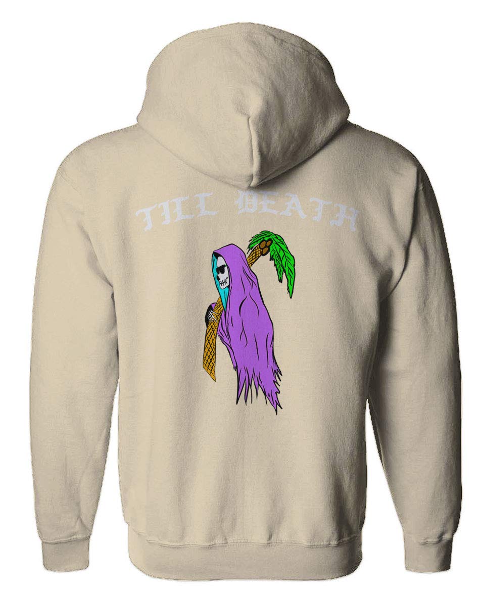 Cool Bones Surf Hoodie - Summer Palm Graphic Till Death Design - Obei Society - Perfect for Beach, Surfing & Streetwear Fashion