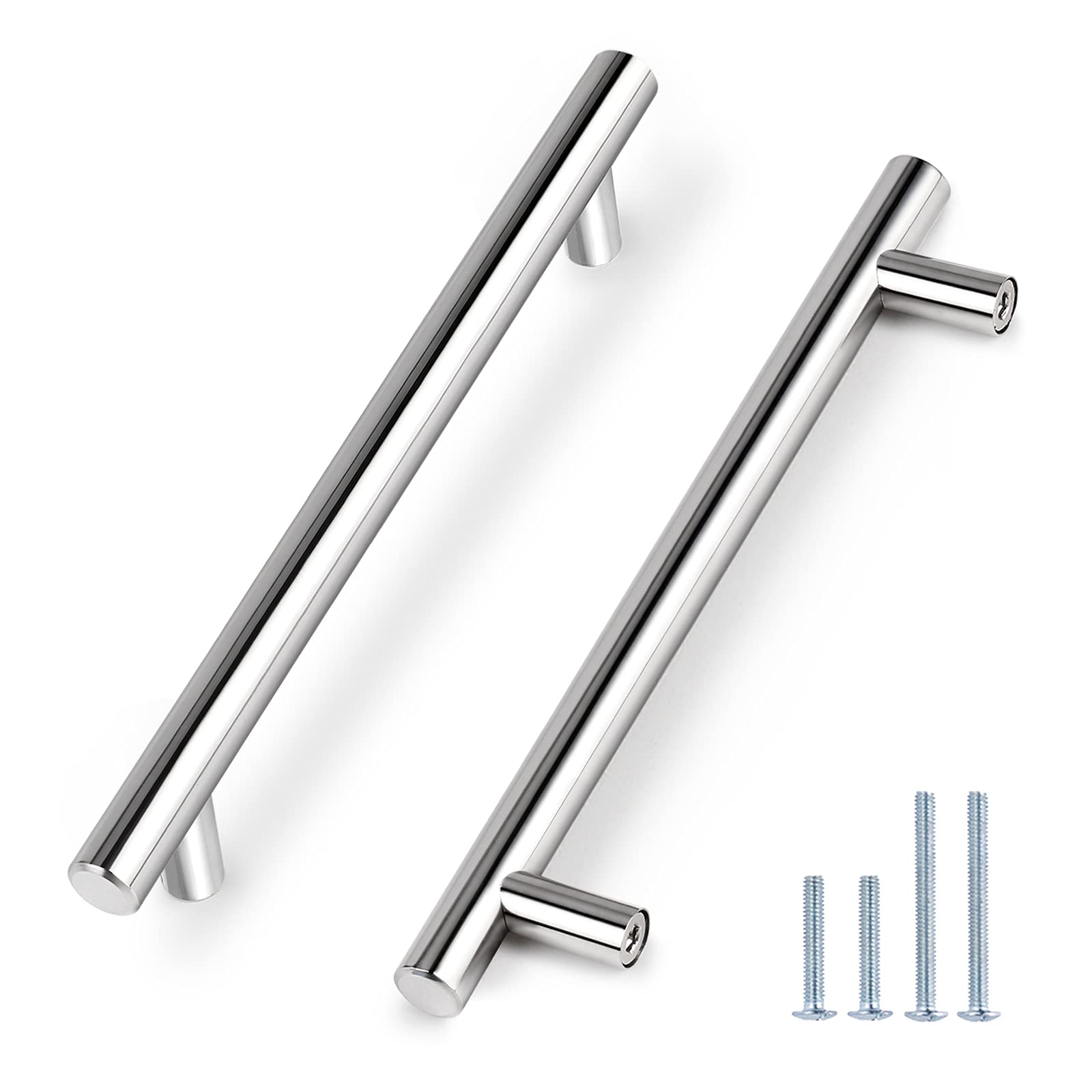Probrico 5 Pack 7-1/2 Inch Chrome Dresser Pulls - Premium Polished Stainless Steel Cabinet Handles for Kitchen, Closet & Cupboard - Modern Euro Bar Pulls for Dressers, Cabinets & Furniture (Perfect for Home Renovation & DIY Projects)
