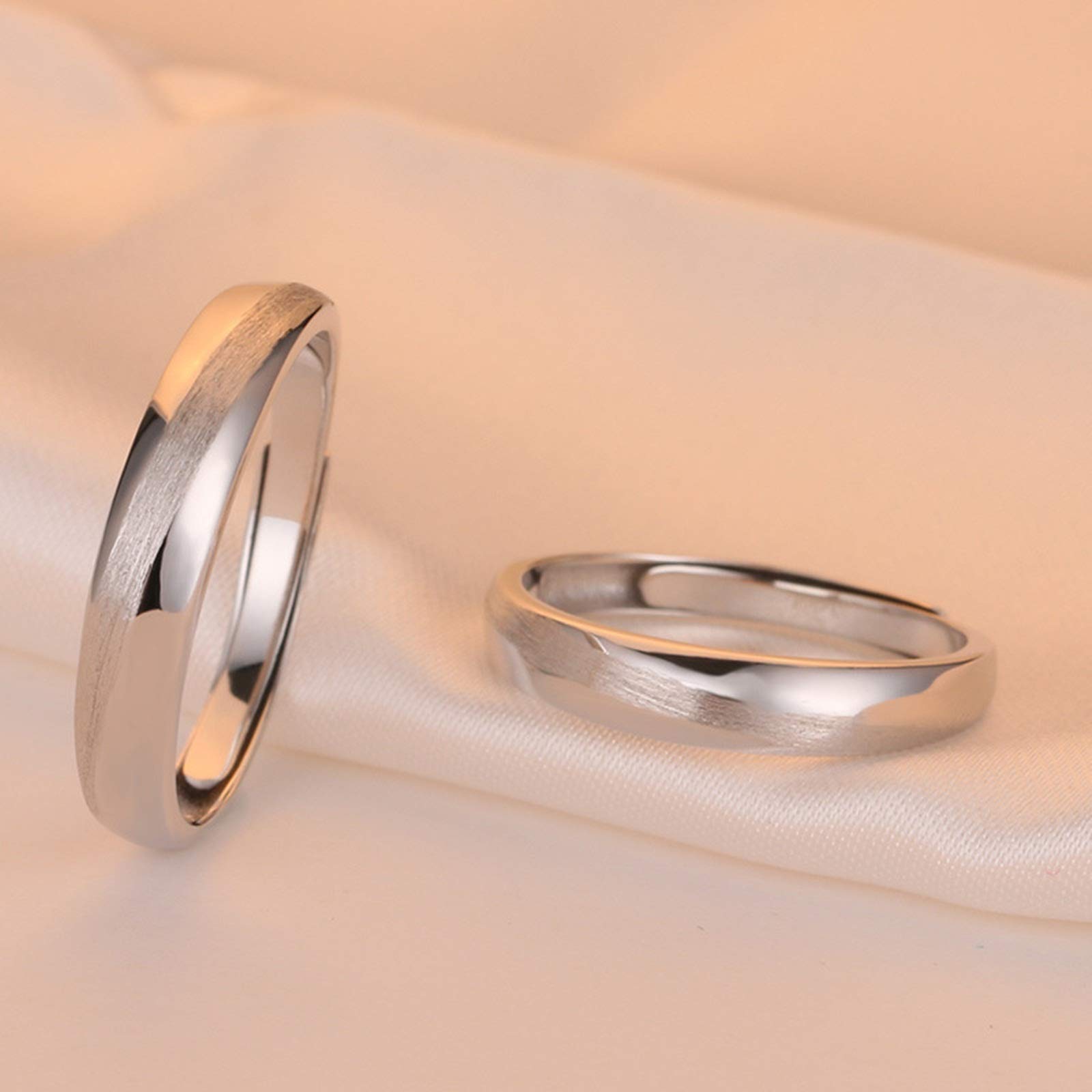 Personalized Promise Rings Set for Couples - 925 Sterling Silver Adjustable Rings for Women & Men - Perfect for Anniversaries, Engagements & Romantic Gifts