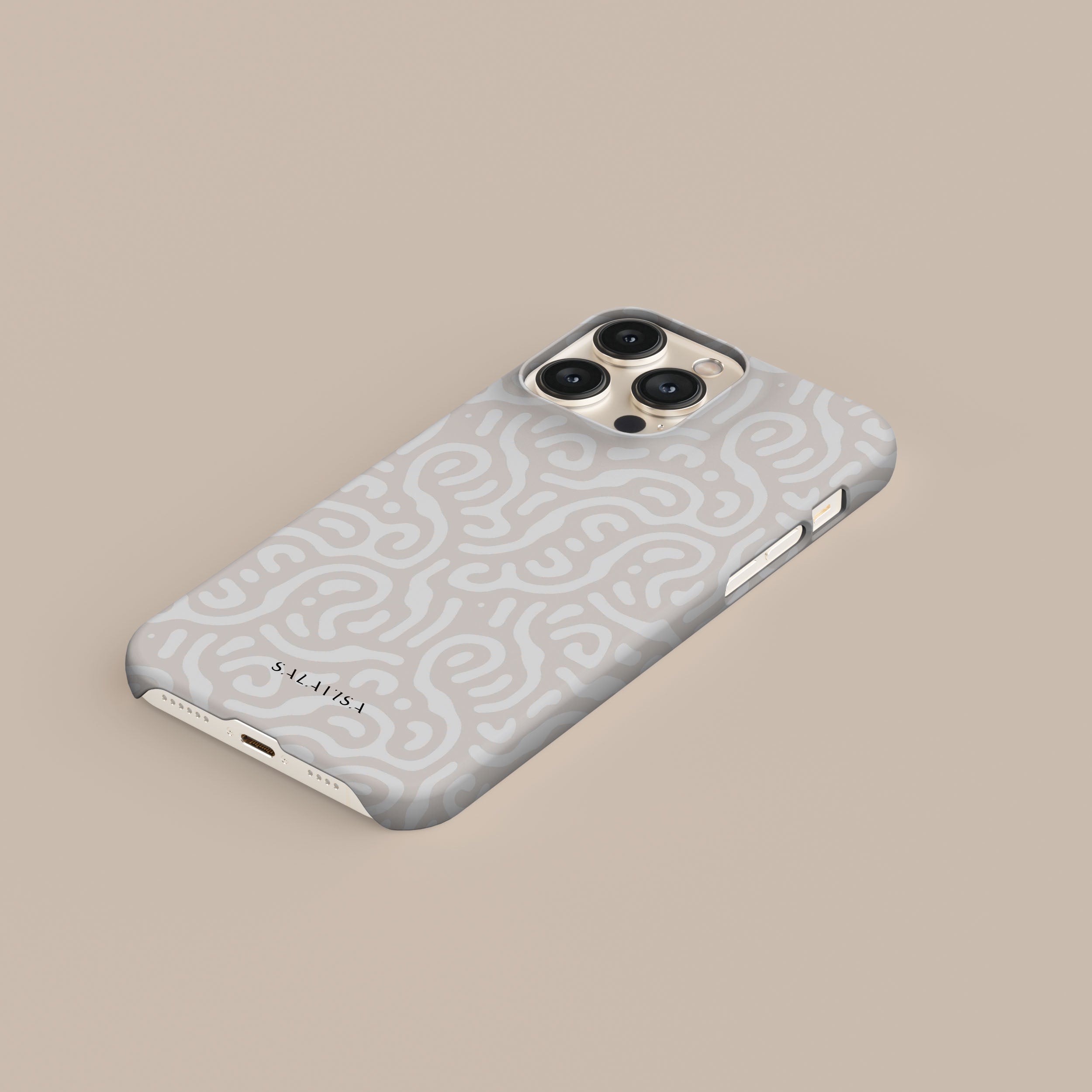 Beige Curly Wave Phone Case - Soft Silicone Protective Cover for iPhone 14/13/12/11 Pro Max XR XS - Stylish & Durable Design for Everyday Use