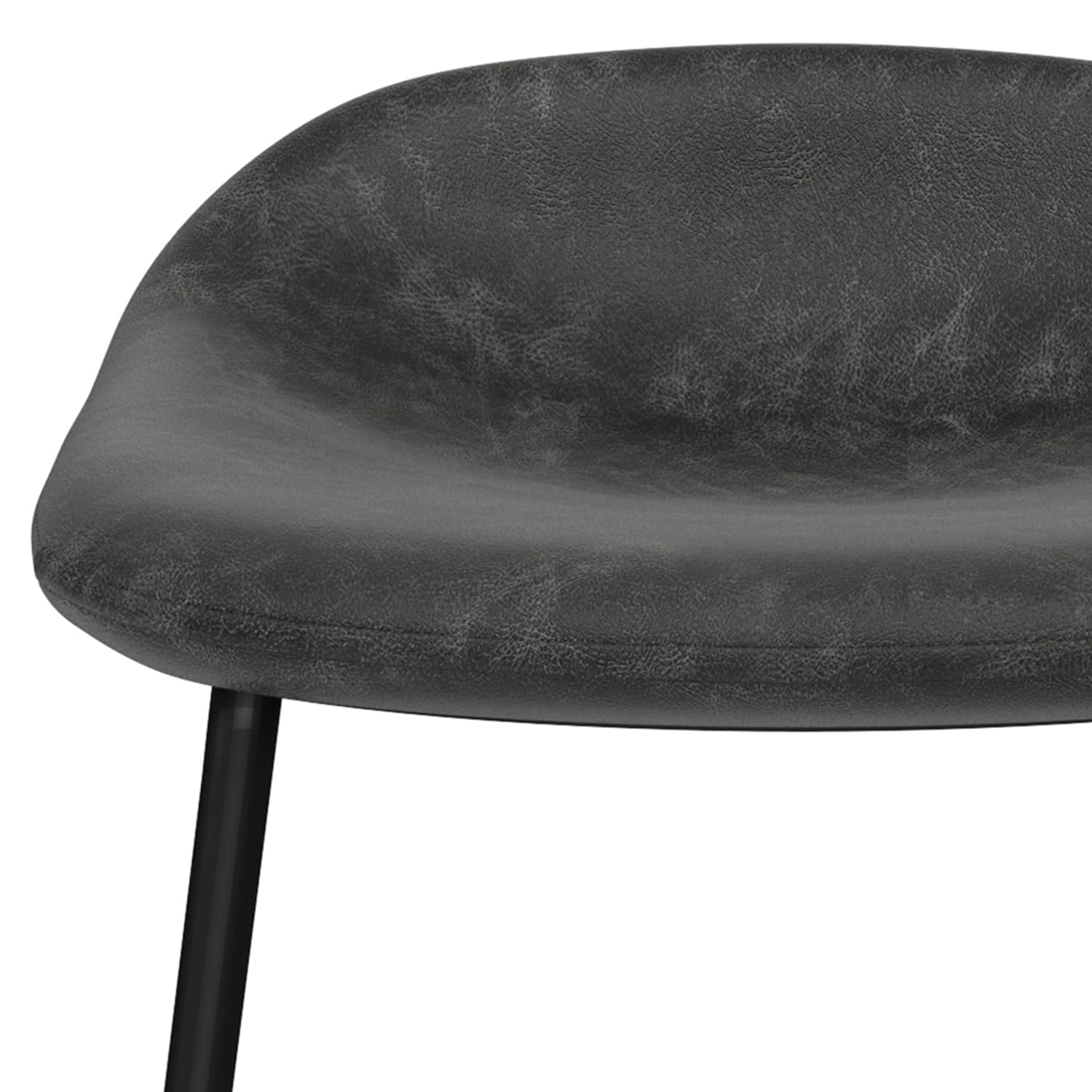 SIMPLIHOME Dafney Modern Counter Height Bar Stools (Set of 2) - Distressed Charcoal Grey Vegan Faux Leather - Kitchen Island & Breakfast Bar Stools for Dining Room, Kitchen, and Home Decor