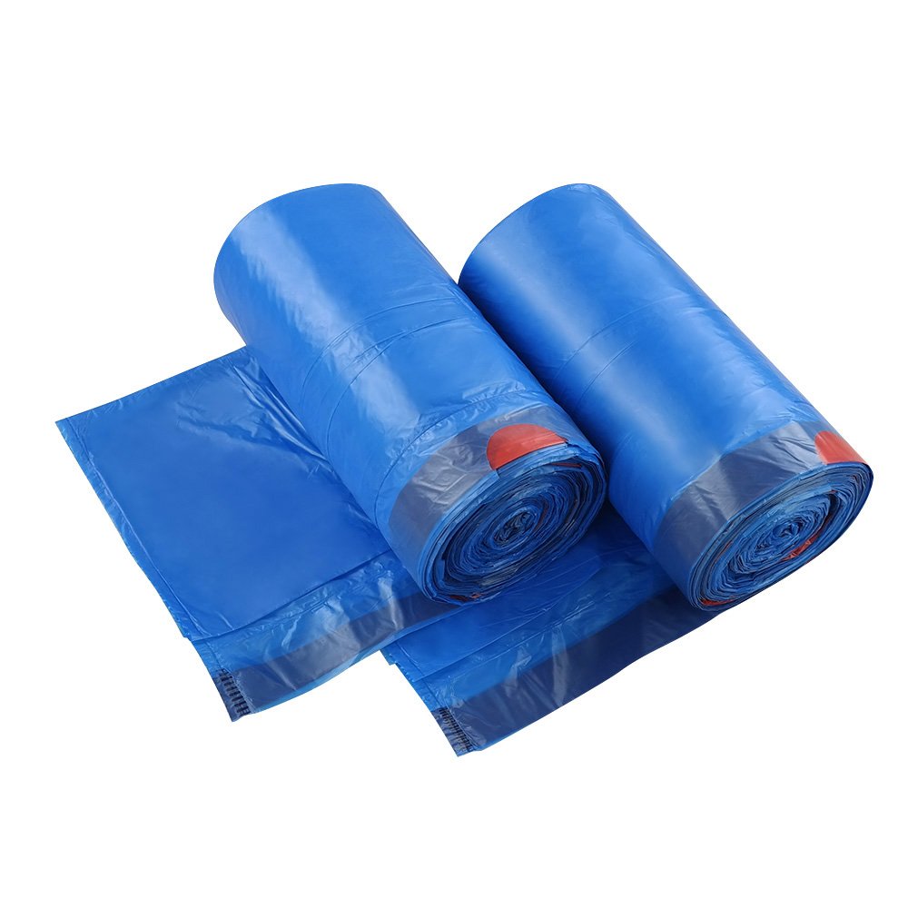 1.2 Gallon Small Trash Bags with Drawstring - 200 Count Blue Garbage Bags for Bathroom, Office, or Bedroom Waste Disposal