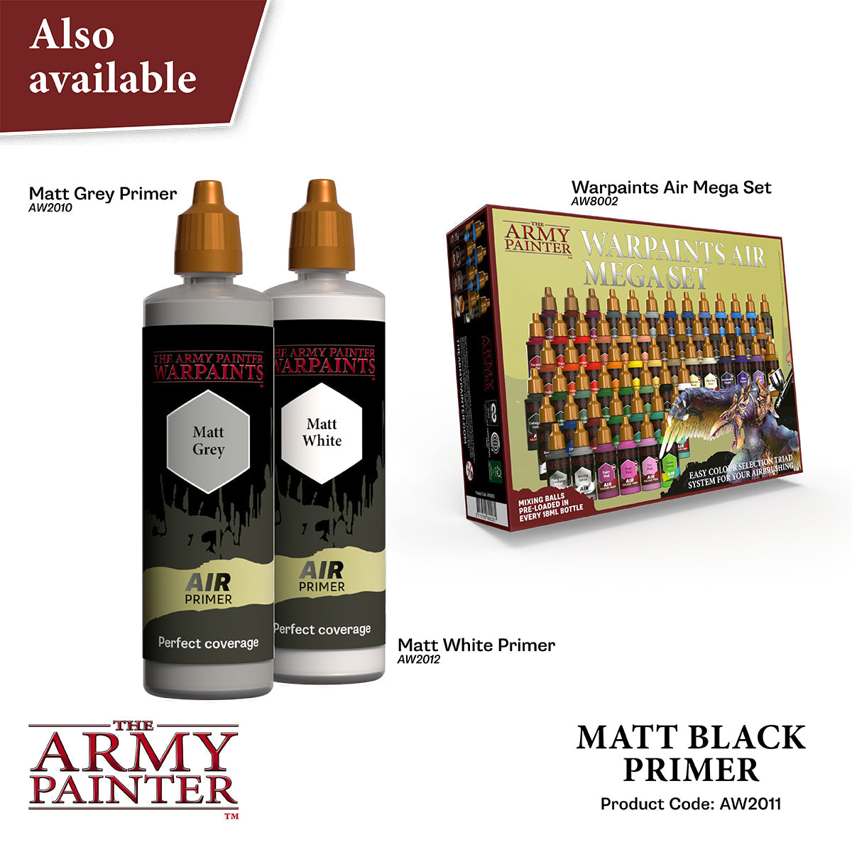 Warpaints Air Matt Black Primer 100ml - High-Quality Model Paint for Miniatures & Scale Models - Perfect for Warhammer, D&D, and Tabletop Gaming