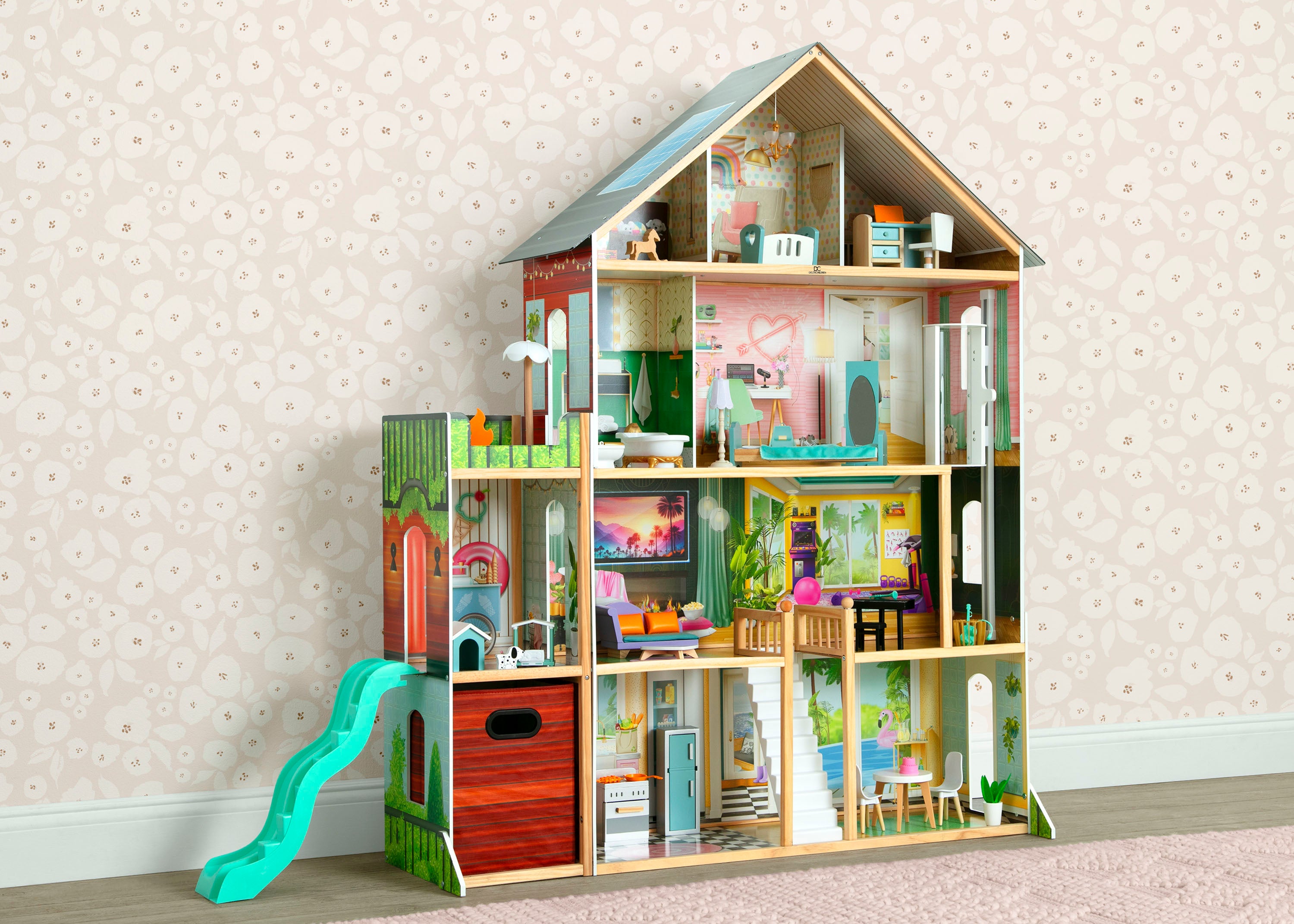 Deluxe Maui Dollhouse for Kids - Wooden Playhouse with Furniture & Accessories - Perfect for Pretend Play, Birthday Gifts & Home Decor