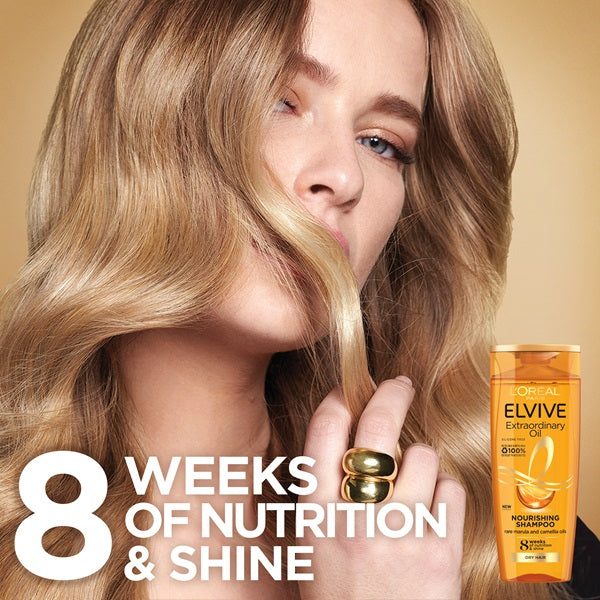 L'Oreal Elvive Extraordinary Oil Nourishing Shampoo for Normal to Dry Hair - Hydrating & Repairing Formula with Argan Oil - Perfect for Daily Hair Care & Scalp Nourishment