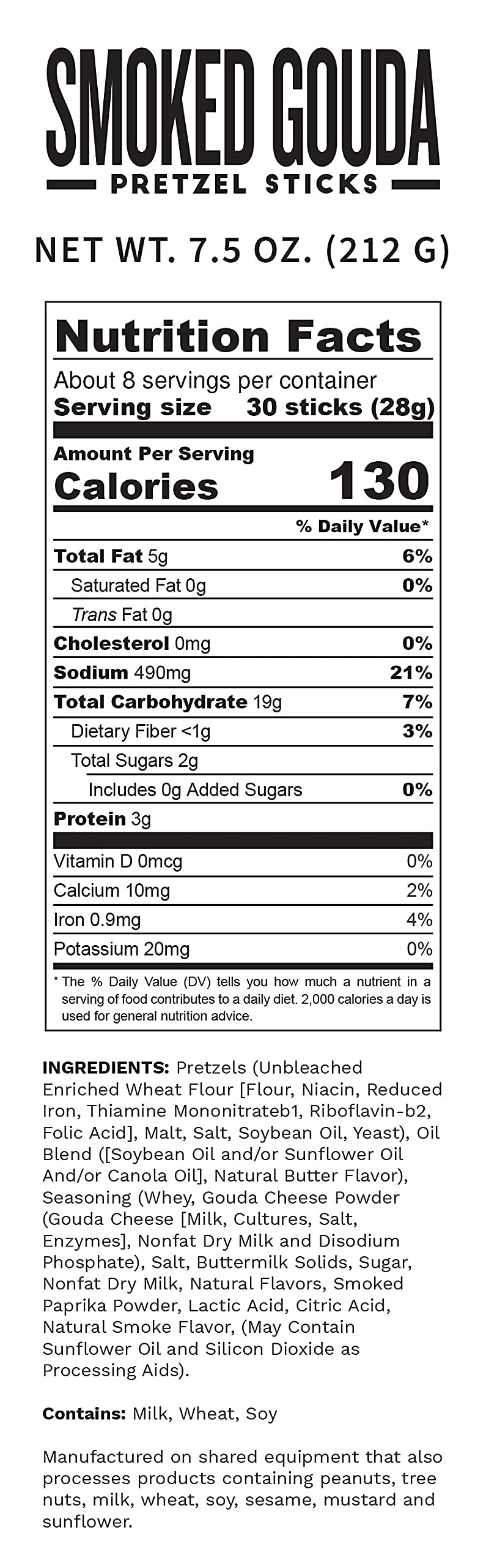 Pop Daddy Flavored Pretzel Sticks - Healthy Gourmet Snacks, 7.5oz Bags (Pack of 3), Smoked Gouda Flavor - Perfect for Parties, Movie Nights & On-the-Go Snacking