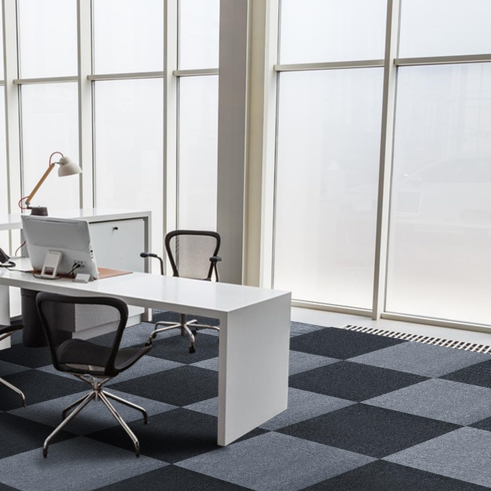 Self-Adhesive Non-Slip Carpet Tiles 24x24 Inch - 10 Pack (40 sq ft) Soft Padded Peel & Stick Flooring for Kitchen, Bedroom, Indoor & Outdoor Use - Easy DIY Installation for Home, Office, and Commercial Spaces