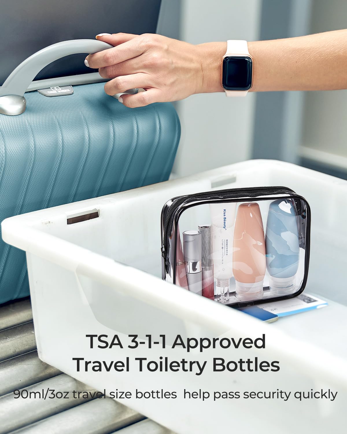 7-Pack 3oz TSA Approved Travel Bottles - BPA Free Leak-Proof Silicone Toiletry Containers with Travel Bag | Perfect for Airplane Carry-On, Gym, Camping & Vacation Essentials