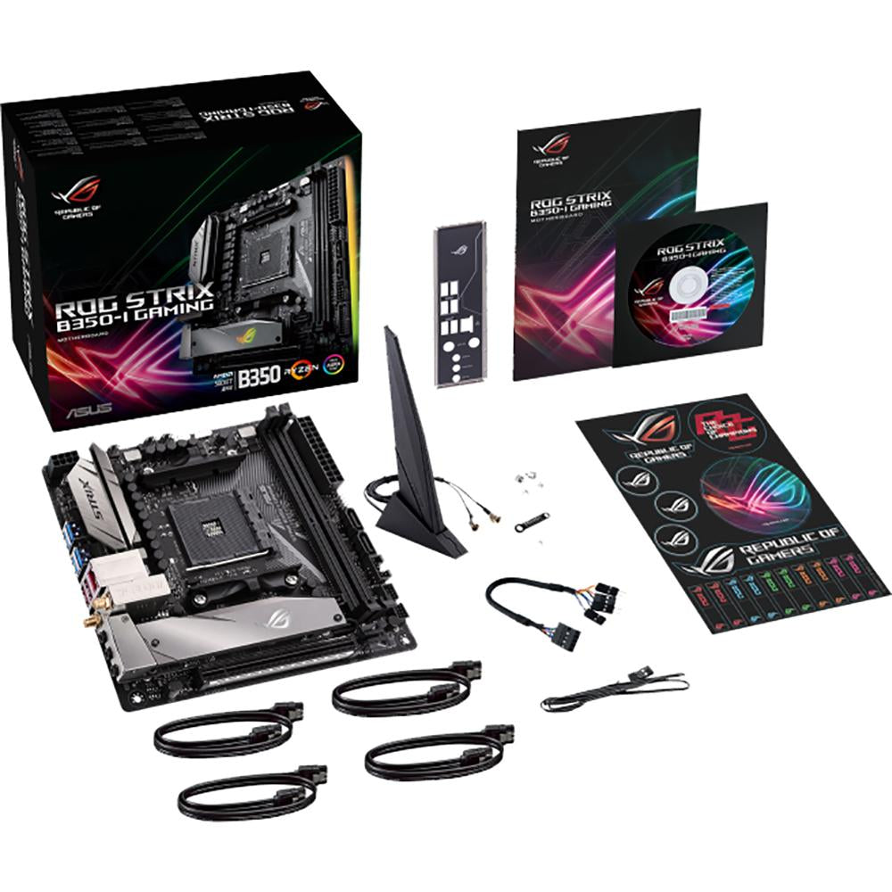 ASUS ROG STRIX B350-I Gaming AM4 Mini ITX Motherboard - AMD Ryzen Compatible, 32GB DDR4, PCIe 3.0 - Perfect for Compact Gaming PCs & Home Theater Builds