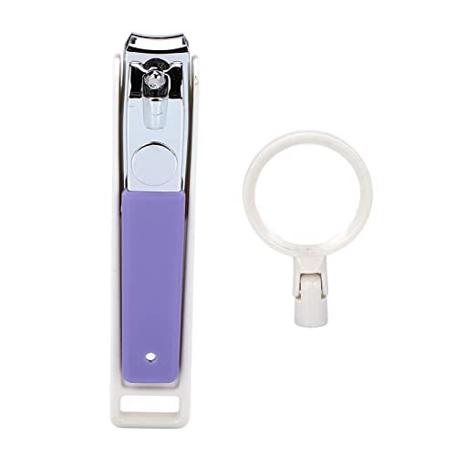 Premium Nail Clippers Set with Magnifying Glass - Heavy Duty Toenail & Fingernail Clippers for Thick Nails - Ergonomic Design for Men, Women, Elderly & Children - Perfect for Home, Travel & Professional Manicure (White & Purple)