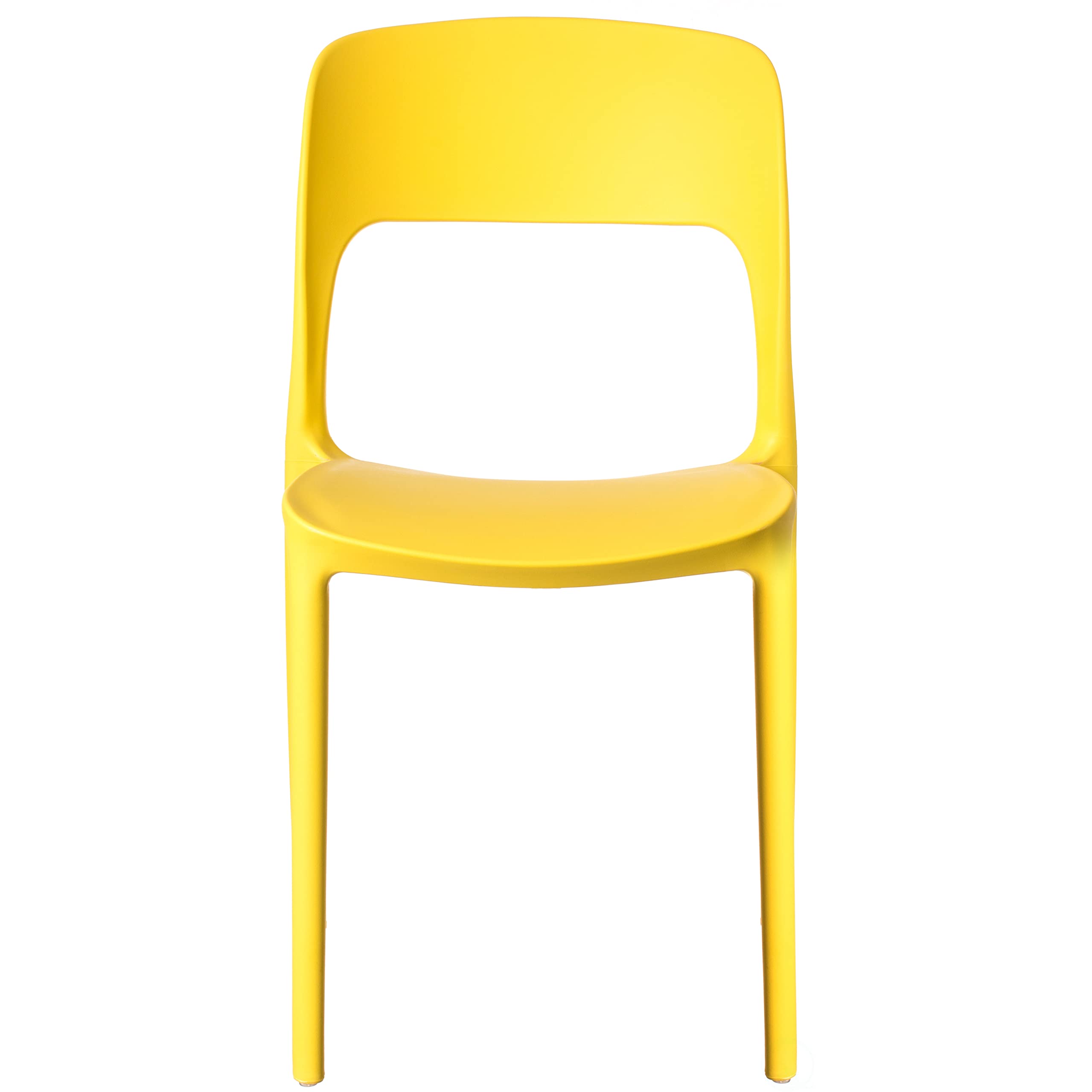 Fabulaxe 4-Piece Yellow Modern Plastic Outdoor Dining Chairs with Open Curved Back - Patio, Garden, Poolside & Backyard Furniture Set for Outdoor Entertaining
