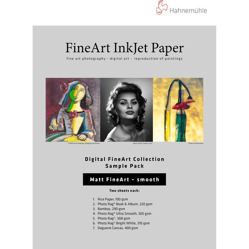 Hahnemuhle Matte Smooth FineArt Inkjet Paper Sample Pack - 8.5 x 11 Inches, 12 Sheets for Premium Photo Printing, Art Reproduction & Creative Projects