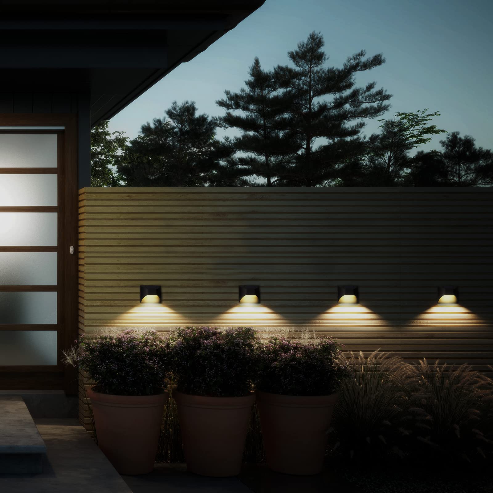 Solar Powered Outdoor Fence Lights - Waterproof Deck & Stair Lighting for Yard, Garden, Pathway (Warm White/Daylight/Cool White) - Perfect for Nighttime Safety & Landscape Decoration (2-Pack)