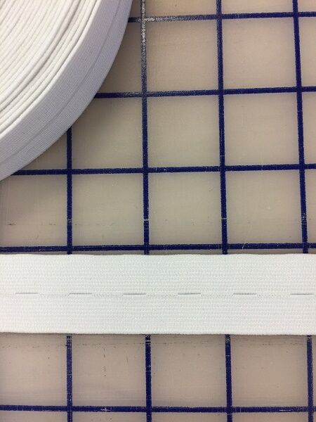 1 Inch (25mm) Wide White Elastic Buttonhole Tape - Premium Stretchable Sewing Trim for DIY Clothing, Crafts & Upholstery - Sold by the Yard - Perfect for Waistbands, Cuffs & Home Decor Projects