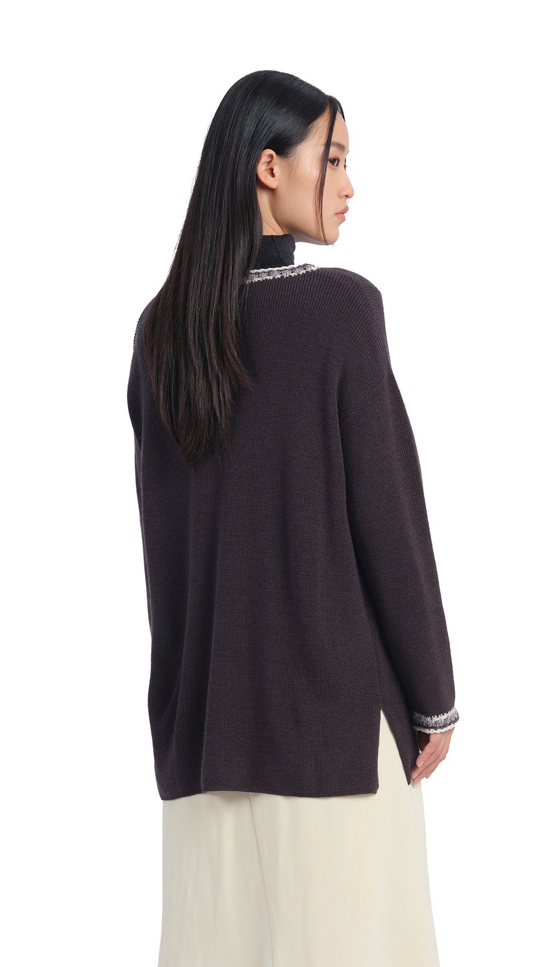 Stylish Crochet Trim Pullover Sweater for Women - Soft & Comfortable Knit Top for Casual Wear, Layering & Boho Fashion