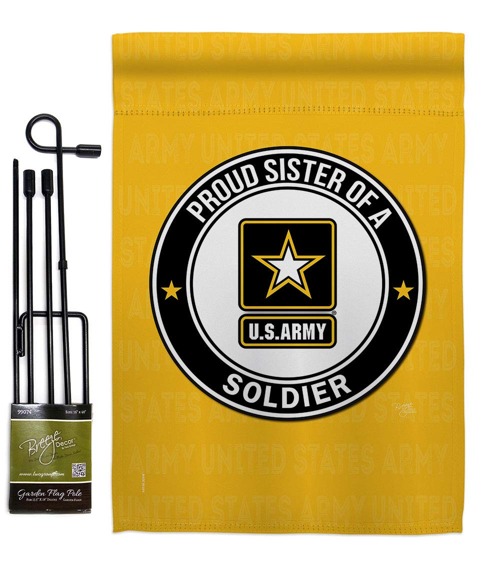 Proud Sister Soldier Garden Flag Set - USA Made Military Yard Decor for Veterans