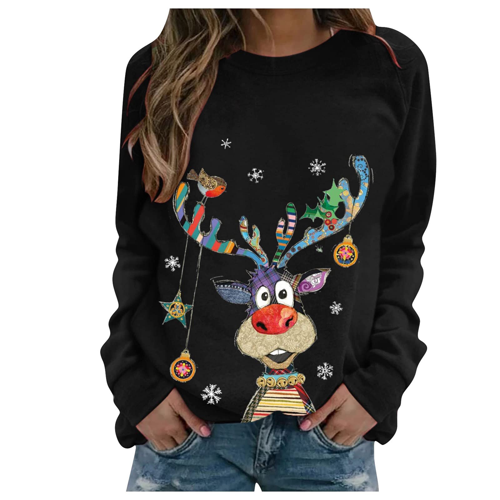 Women's Christmas Sweaters - Cozy Fall & Winter Pullover with Cute Graphic Design | Casual Crewneck Sweatshirt for Holiday Parties & Family Gatherings