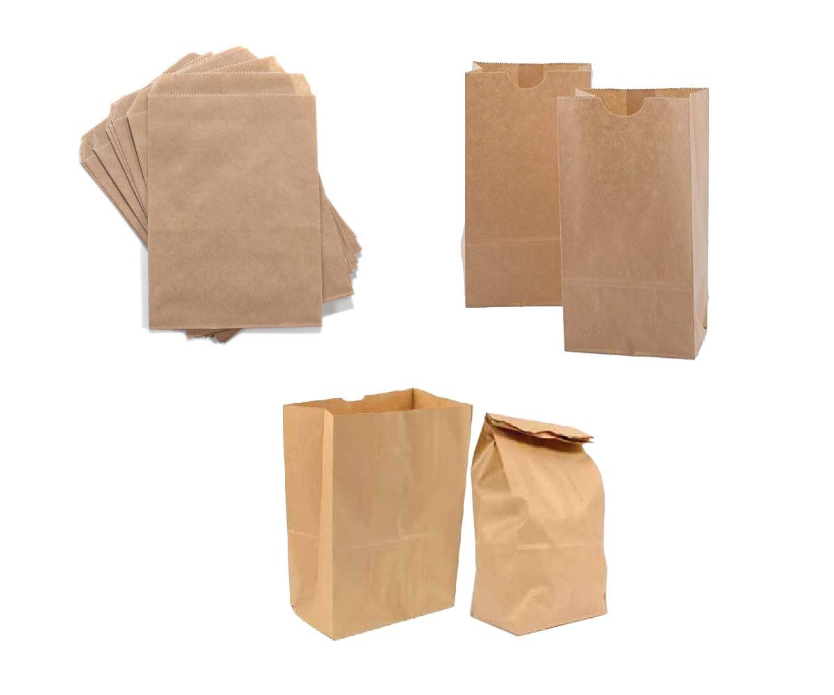 100 Pack Brown Paper Bags - 6lb Lunch Bags, Grocery Bags & Party Bags for Picnics, Takeout, Retail Packaging & Gift Bags