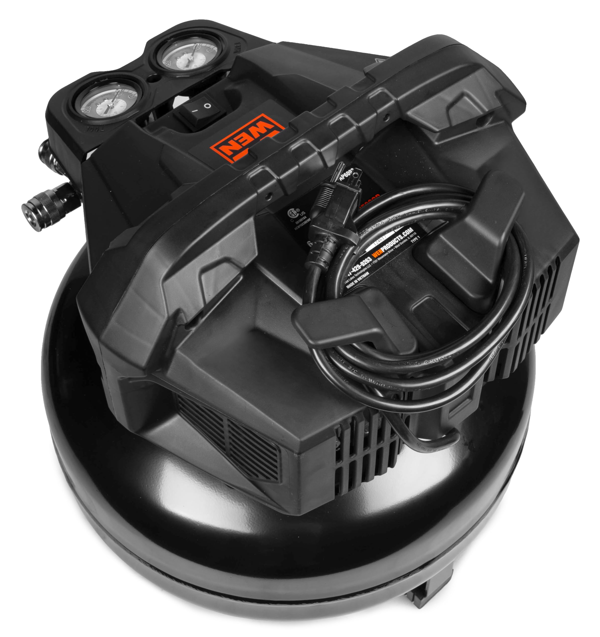 WEN 6-Gallon Oil-Free Pancake Air Compressor (AP6092) - Portable & Quiet for Home DIY, Nail Guns, Inflating Tires & Sports Equipment