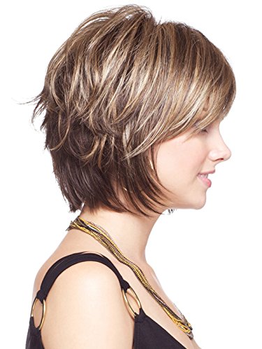 Noriko Wigs Women's Synthetic Short Bob Wig - Tousled Choppy Layers with Side Fringe, Dark Chocolate Brown (Reese Average Cap Size) | Includes Wig Comb & Hair Loss Guide - Perfect for Daily Wear, Cosplay & Hair Loss Solutions