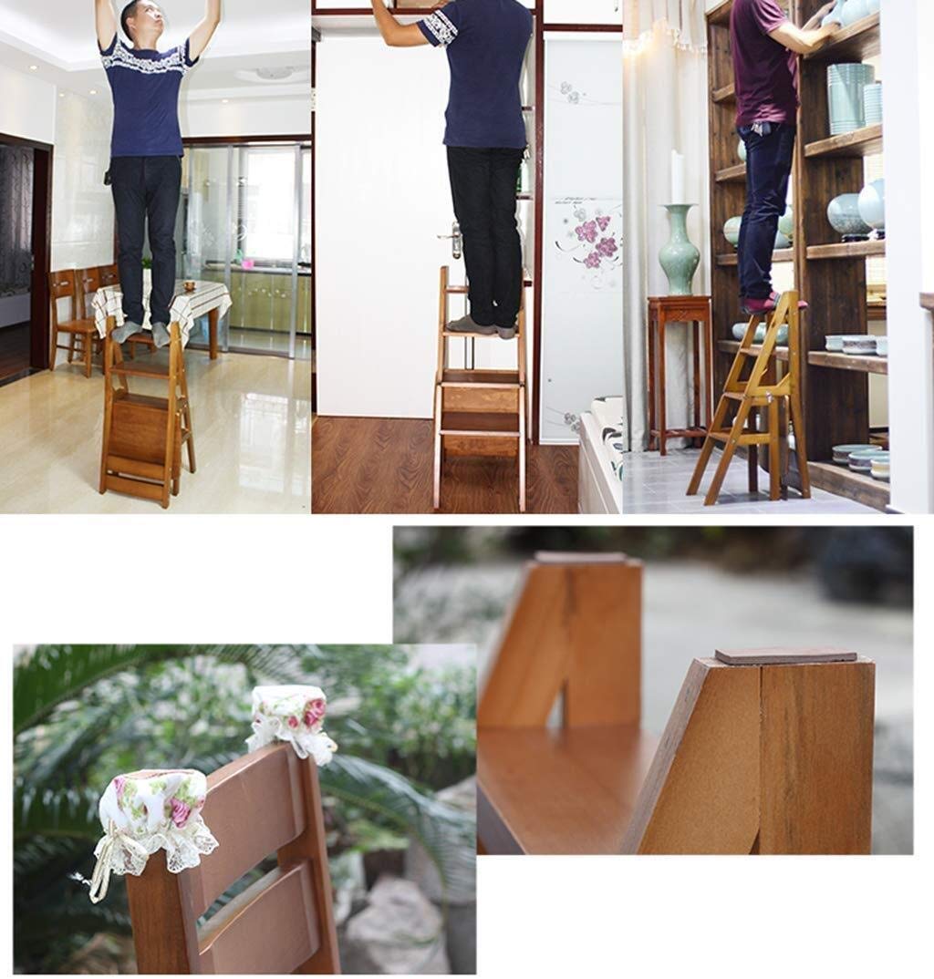 FADUNI Foldable Wooden Step Stool for Indoor Use - Kitchen Step Stool, Shoe Rack, Flower Stand, Ladder Chair - Perfect for Home, Office, and Kids' Safety