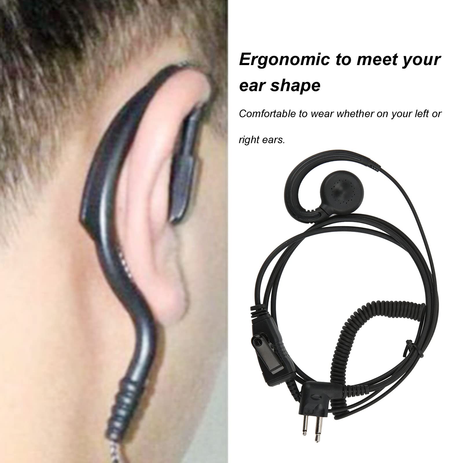 Two-Way Radio Headset with Noise Cancellation - Ergonomic & Comfortable Walkie Talkie Headset for Motorola A8, XIR P3688 - Ideal for Construction, Security, and Event Staff